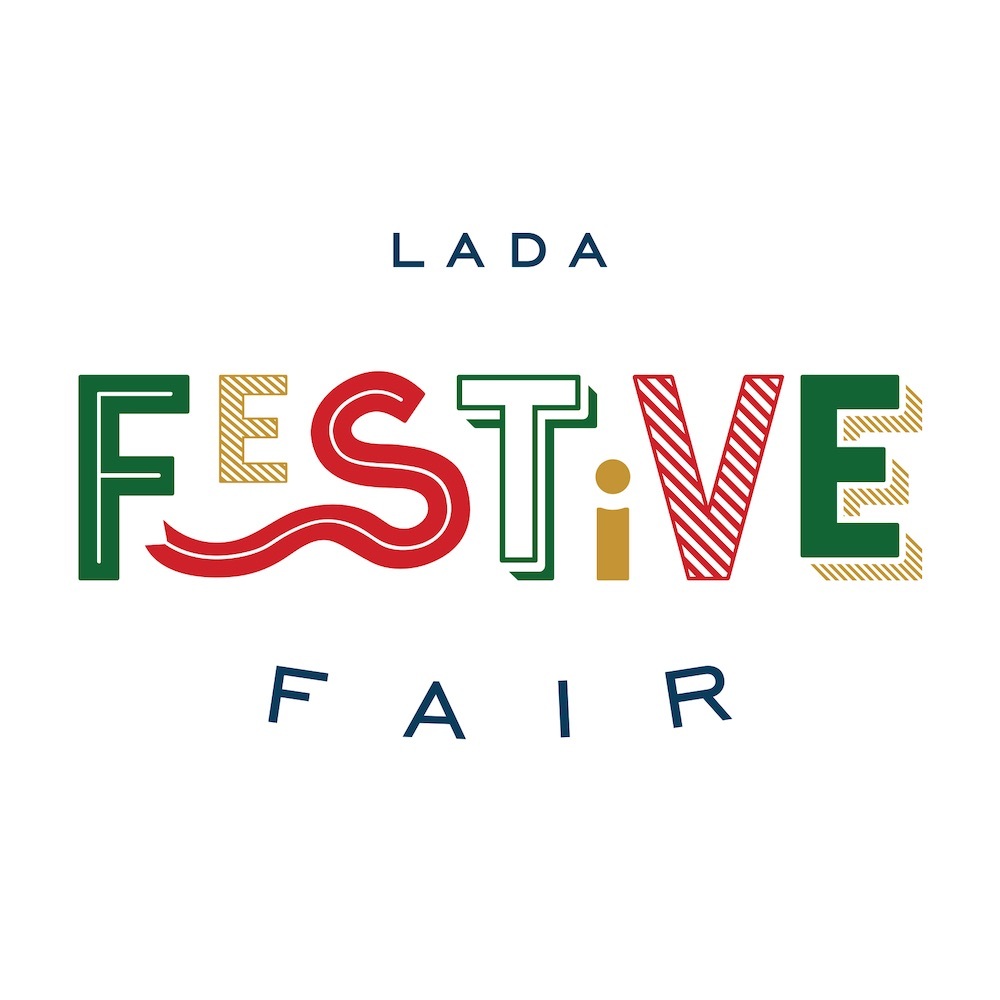 Text stating LADA Festive Fair in festive colours